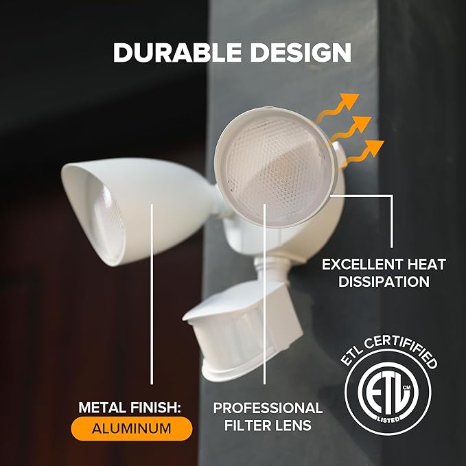 UME 2 Pack 32W 3500 Lumen LED Security Lights Motion Sensor Light Outdoor 5000K Daylight IP65 Waterproof Dusk to Dawn Motion Detector Flood Light for Garage Yard Porch-White