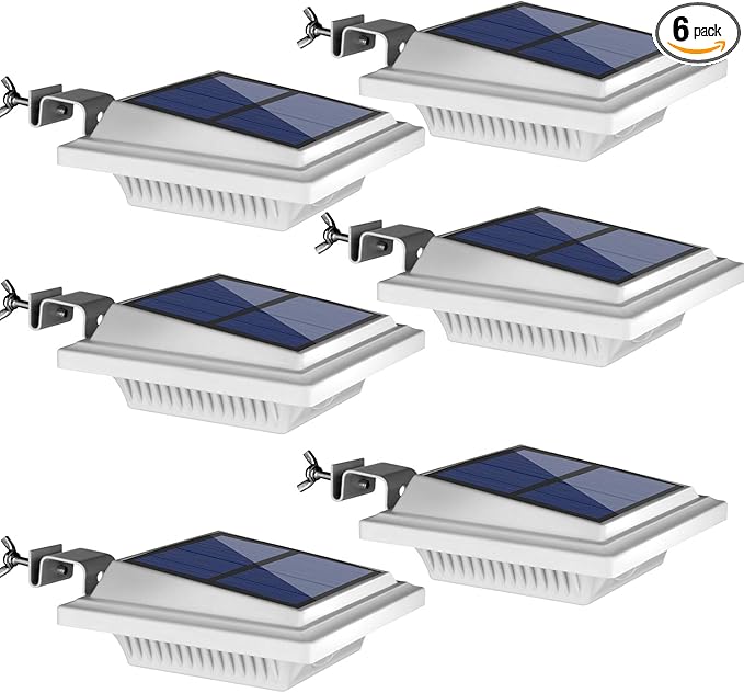 UniqueFire Solar Gutter &amp Fence Lights - 40 LED Outdoor Waterproof Security Lamps for Eaves Garden Landscape &amp Walkway (6PCS White Warm Light)