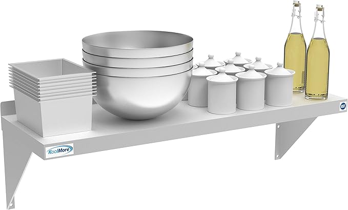 KoolMore NSF Stainless Steel Wall Mount Shelf - Industrial Grade Metal Shelf for Commercial Restaurant Kitchens 12 x 36