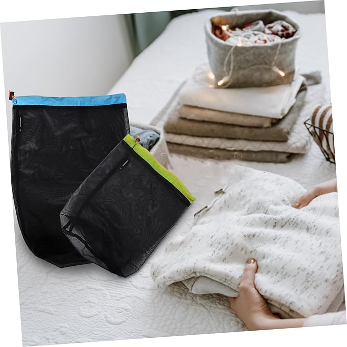 VICASKY 1 Set Reusable Polyester Mesh Storage Sack for Camp Gear Travel Clothes and Outdoor Equipment Lightweight Drawstring Bag