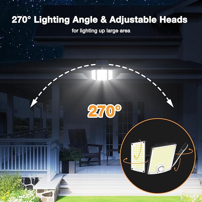Onforu Solar Lights Outdoor 3500LM 278 LEDs Split Motion Sensor Flood Lights with 16.4 ft Cable 3 Modes IP65 Waterproof Security Lights with Remote Control for Yard Pathway Pool Garage 4 Pack