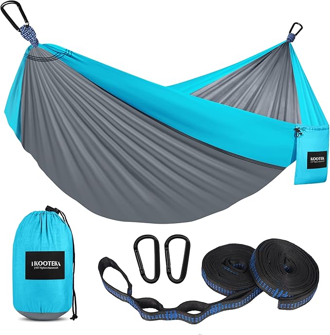 Kootek Camping Hammock Portable Hammocks with Tree Straps &amp Attached Carry Bag Camping Essentials Gear Perfect for Outside Indoor Hiking Beach Backpack Travel
