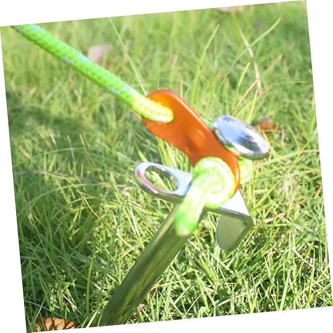 POPETPOP 4pcs Shape Tent Stakes Kit Ground Nails for Camping Canopy Tent Awning Rope and Hook