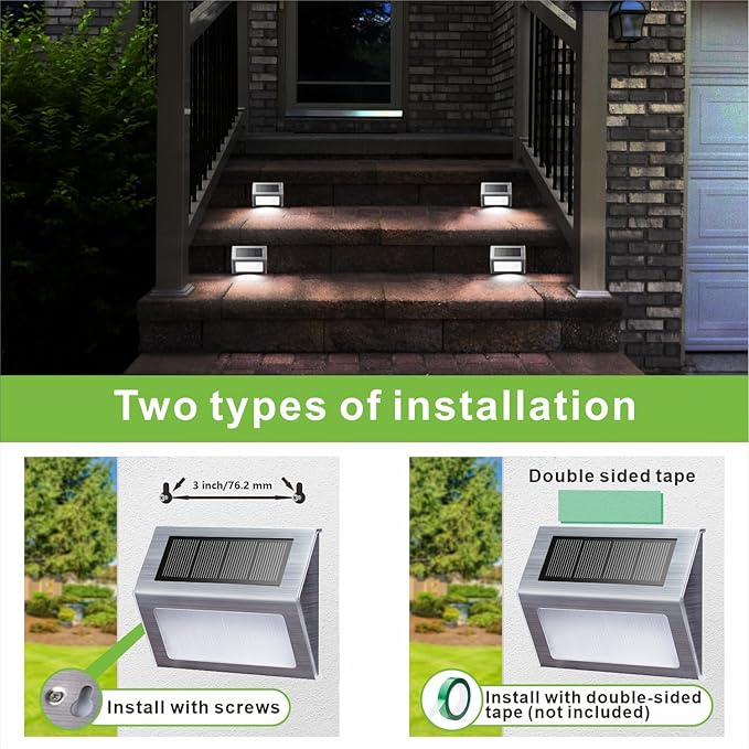 XLUX Solar Powered Lights for Deck Steps Stairs Fences Pathway Path LED lamp Outdoor Waterproof White Light 12 Pack