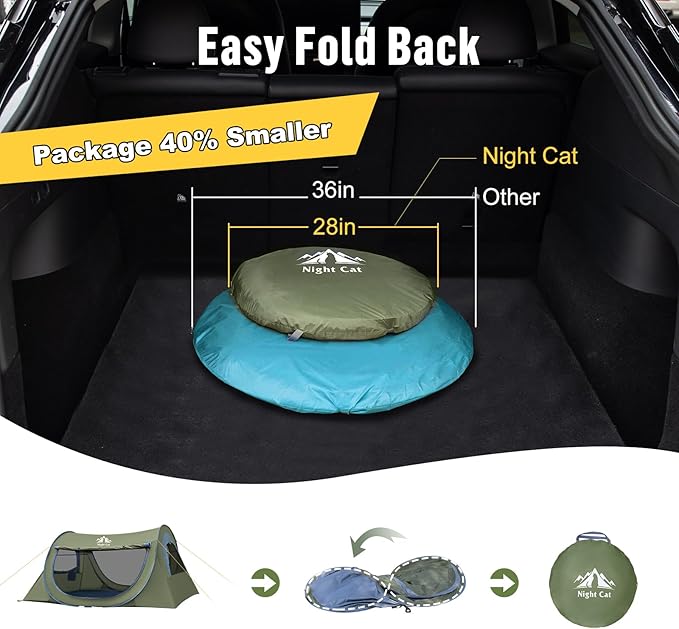 Night Cat Pop-up Camping Tent with Inflatable Double Sleeping Pad for 2 Persons Tent Combo Set