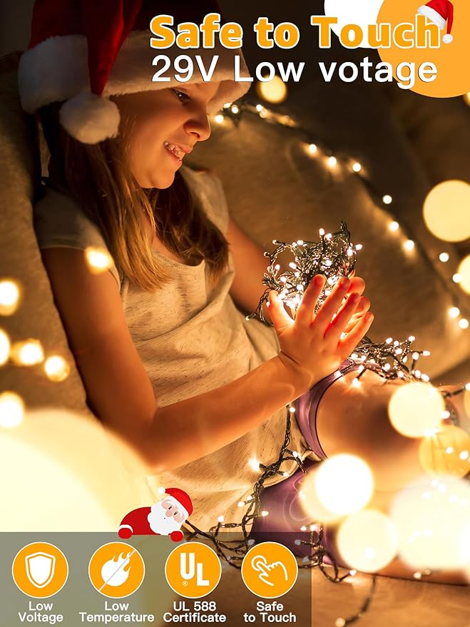 1000 LED 328 FT Christmas Lights Waterproof Outdoor String With Remote and Timer 8 Modes Dimmable Fairy Lights for Holiday Decor (Warm White)