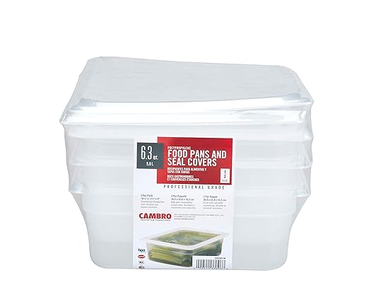 Cambro 24PPSW3190 Food Pan 1/2 X 4 3 Pack Polypropylene Translucent Case of 6