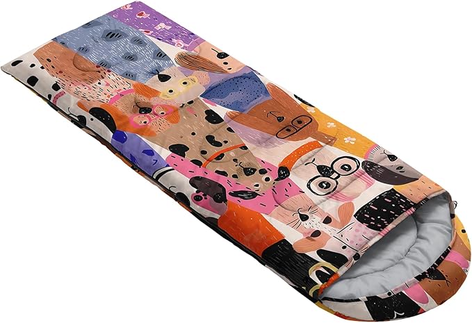 AILONEN Cartoon Camping Sleeping Bag for Boys Girls AdultsLightweight &amp Waterproof3 Season Warm &amp Cold WeatherPortablePrinted Sleeping BagTravelingCampingHiking