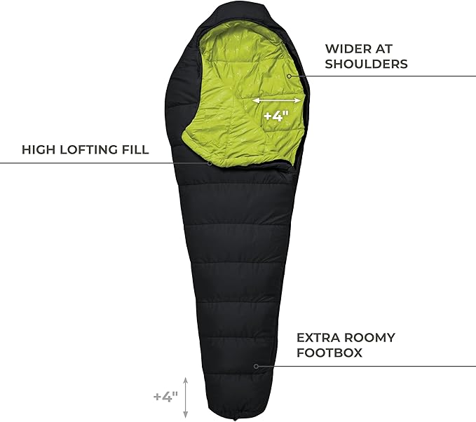 Teton LEEF Lightweight Mummy Sleeping Bag for Camping Hiking Backpacking Cold Weather Option Compression Sack Included