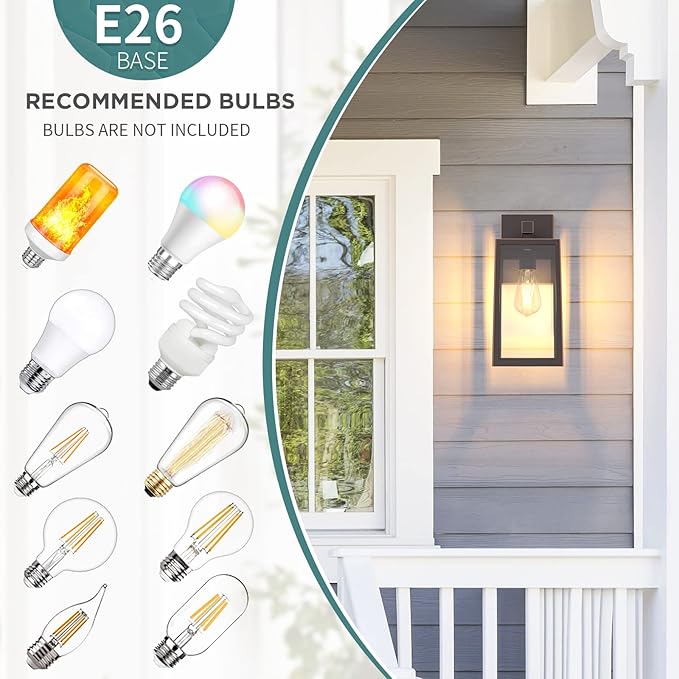 MAXvolador Outdoor Wall Lantern Exterior Waterproof Wall Sconce Light Fixture Oil Rubbed Bronze Anti-Rust Mount Light Glass E26 Porch Patio Lighting