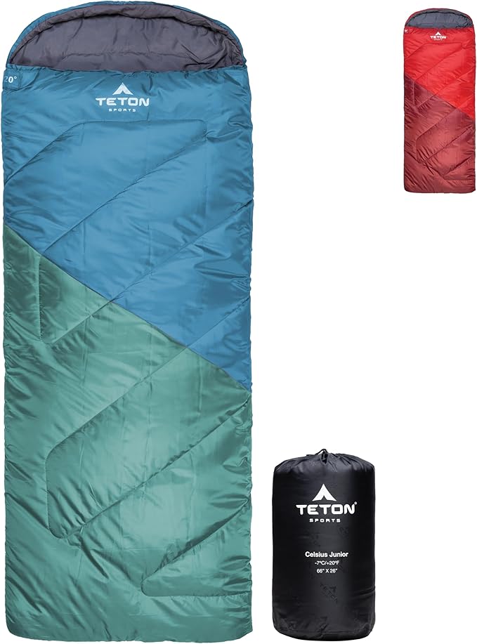 Teton Junior 20 Degree and 0 Degree Sleeping Bags. Finally Sleeping Bag for Boys Girls All Kids Warm and Comfortable for All Camping Weather and Built to Last
