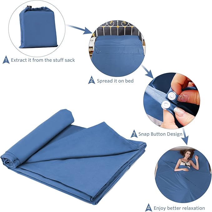 Travel and Camping Sheets Sleeping Bag LinerLightweight Travel Sheets for Hotel Portable Hotel Sleeping Bag Sack for AdultsPremium Soft Hotel Sleep Sheet for Traveling Hostels Picnic