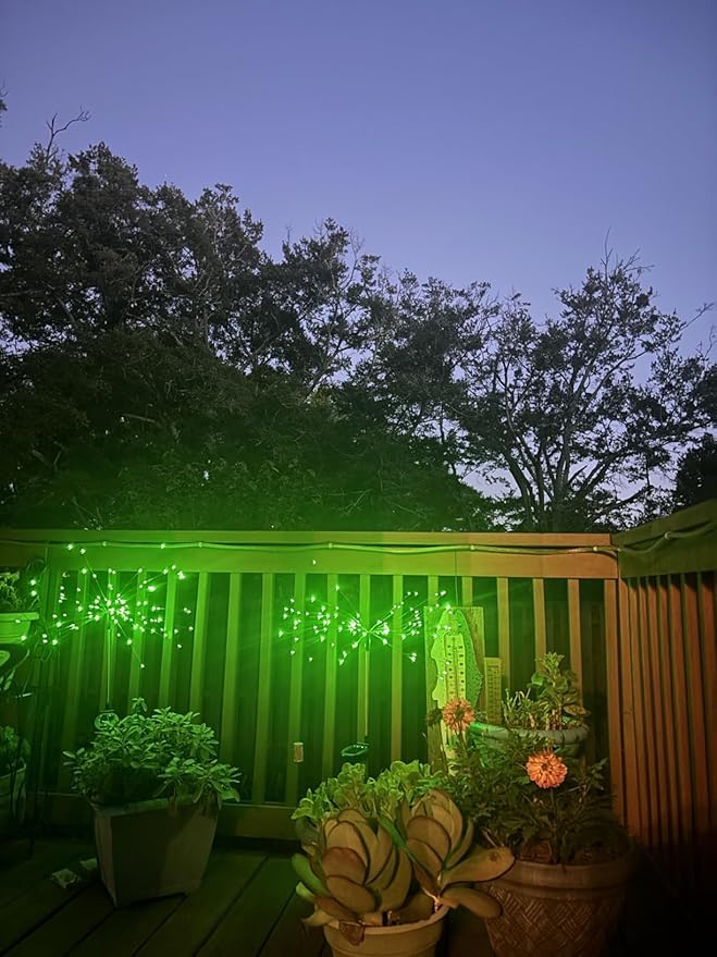 YOTOZU 4 PCS Solar Firework Light Outdoor Solar Garden Decorative Lights 120 LED Powered 40 Copper Wires String DIY Landscape Light for Walkway Pathway Backyard Decor Parties Perfect Gifts(Green)