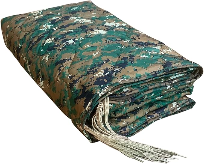 Woobie Blanket Thermal Insulated Military Poncho Liner Water-Resistant Portable Insulation for Hiking Survival with Compression Carry Bag (Marpat)