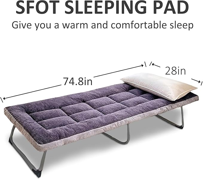 Thick Camping Sleeping Pad - Lamb Fluff Camping Cot Pads for Adult Soft Sleeping Mat Non-Slip Camping Mattress Pad for Car Tent