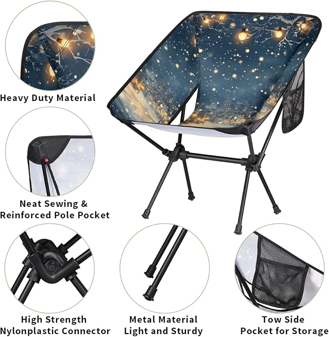 Honeybaby Folding Camping Chair Winter Countryside Camping Chairs Lightweight Portable Chair Outdoor Foldable Chairs for Camping Travel Picnic Beach Hiking