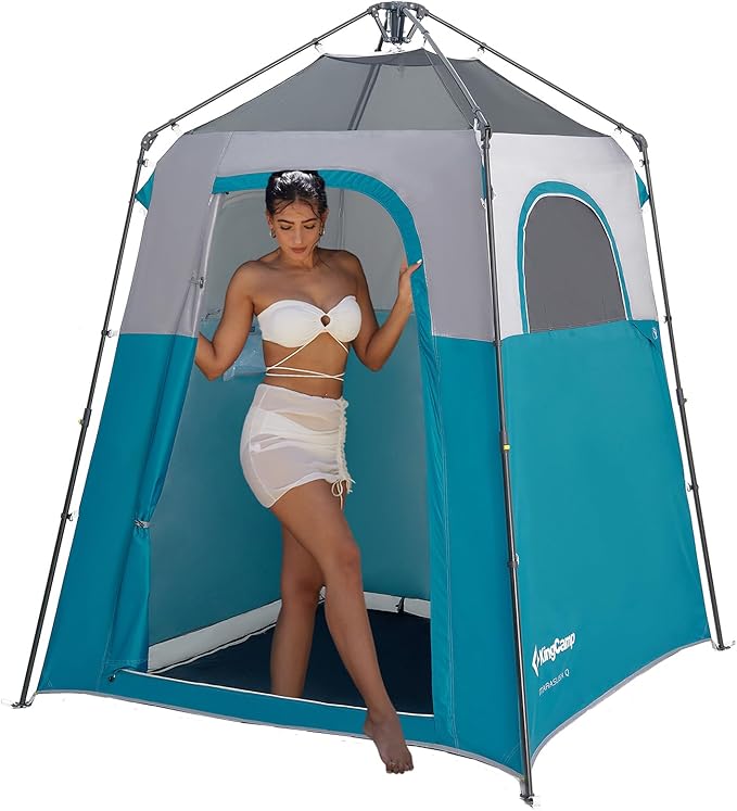 KingCamp Instant Shower Tent Portable Superior Stable Privacy Shelter Large Room Outdoor Toilet Tent with Floor for Beach Camping &amp Hiking Setup in Under 60s