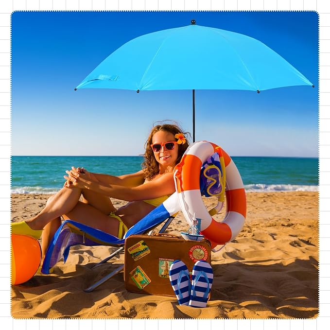 Hosuly 4 Pcs 46 Chair Umbrella with Universal Adjustable Clamp Sun Protection Portable Outdoor Umbrella for Camping Chair Patio Golf Carts Not Include Chair