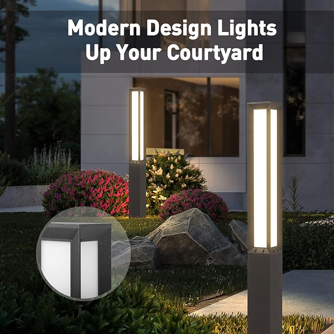High 71 Inches Landscape Path Light Outdoor Modern Luxury LED IP54 Waterproof Landscape Bollard Lighting for Lawn Patio Courtyard Driveway Pathway Decoration with High Voltage Wired
