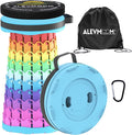 ALEVMOOM Upgraded Collapsible Stool with Cushion &amp Bag 18 H Portable Retractable Telescoping Folding Stool for Adults Lightweight But Sturdy Capacity 600 lbs for Camping Fishing Hiking Travel