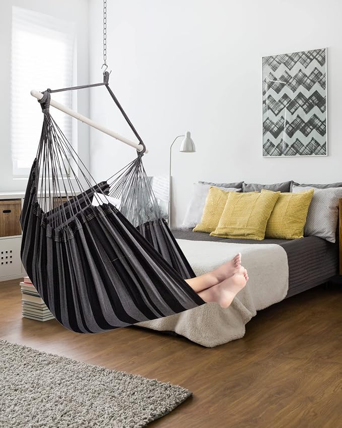 ADVOKAIR Hammock Chair Large 70.9x47.2 32% Bigger XXL Hanging Swing Chair with 500lbs Capacity Heavy Duty Steel Spreader Bar Extra Roomy Comfort for Adult Indoor Outdoor Bedroom Patio
