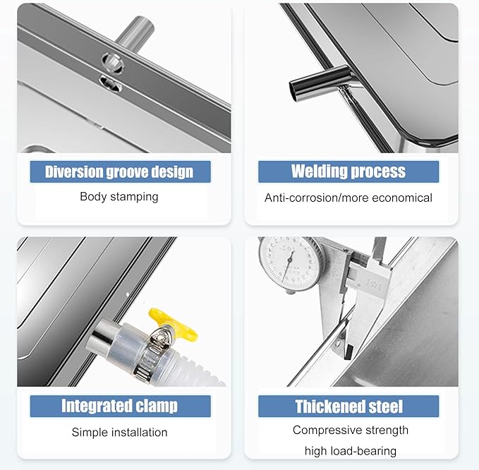 Stainless Steel HVAC Condensate Drain Pan with Water Pipe - Efficient Water Collection Leak Prevention Durable &amp Corrosion-Resistant Design for HVAC Systems