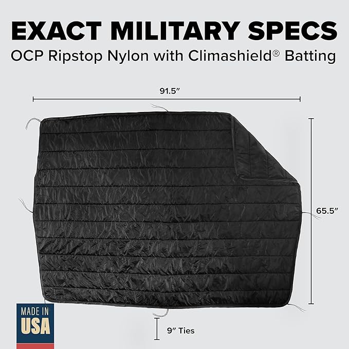 Pinnacle Mercantile Black Edition Woobie Made in USA by Winston-Salem Industries for The Blind All Purpose Poncho Liner Multi Use Nylon Tactical Camping Blanket