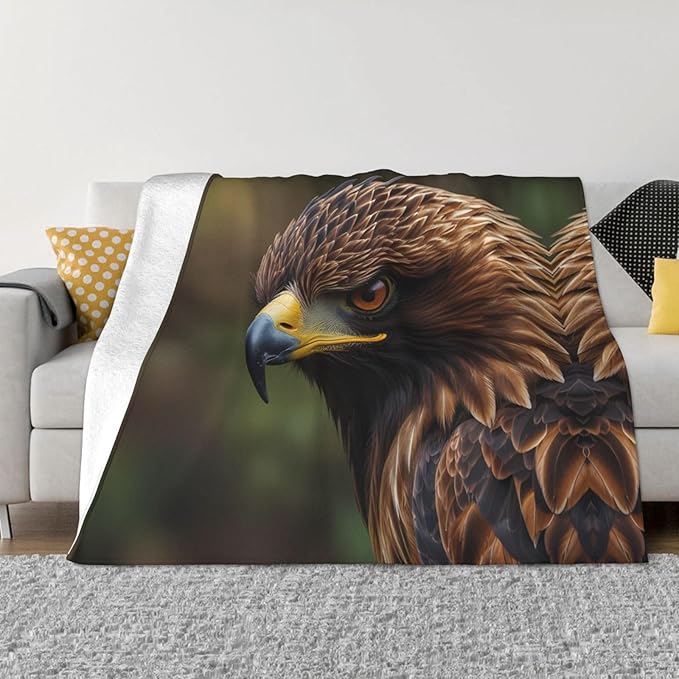 Golden Eagle 50x40 Printed Soft Fleece Blanket for Sofa Bed and Camping - Cozy Blanket for Travel Picnics Nighttime Use