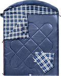 ShinHye Double Sleeping Bag for Adults with 2 Pillows Camping Sleeping Bags Flannel Cotton 2 Person Sleeping Bags XXL Queen Size Sleeping Bag for Cold Weather