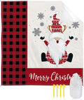 Beach Blanket Waterproof Sandproof Cartoon Christmas Gnome Snowflakes Quick Drying Beach Mat with 4 Stakes Red and Black Plaid Lightweight Picnic Blanket for Travel Camping Outdoor 95x80