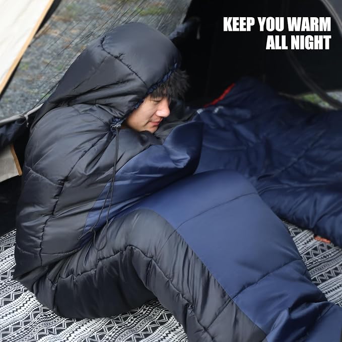 REDCAMP Cold Weather Mummy Sleeping Bag Warm Flannel Cotton Sleeping Bag for Adults Warm and Machine Washable Perfect for Winter Camping