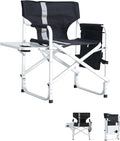 400LBS Heavy Duty Camping Director Chair - Lightweight Aluminum Frame with Foldable Side Table 600D Oxford Seat &amp 3 Storage Pockets Portable for CampingSportsIndoor/Outdoor Adults Use