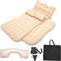 ACROPIX Inflatable SUV Truck Car Air Mattress Back Seat Camping Bed Thickened Car Sleeping Pad for Travel Car Bed SUV Mattress with Car Air Pump and Pillows Beige