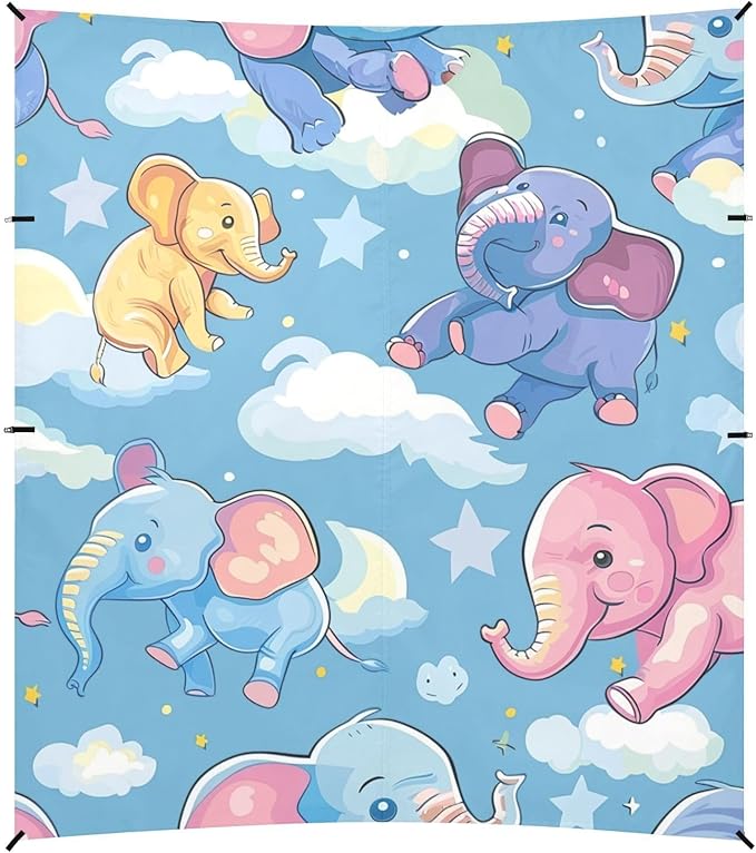 Beach Tent Sun Shelter Colorful Elephants Clouds Lightweight &amp Easy Setup Beach Shade Canopy for Camping Fishing