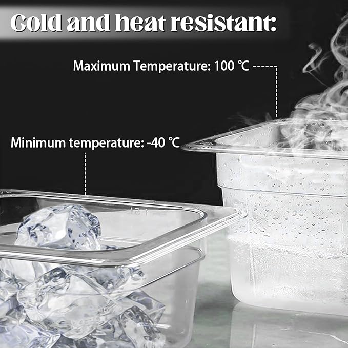 8-Pack 1/6 Size Polycarbonate Food Pans - 2.5 Deep Clear Commercial Hotel Pans for Prep Tables &amp Buffet - Shatterproof Stackable Cold Food Storage Containers (6.9 x 6.4)