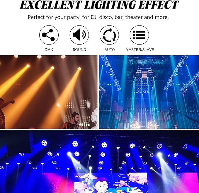Outdoor Waterproof Par Lights IP65 Stage Light LED Uplights with DMX512 Sound Activated DJ Lighting for Christmas Event Party Wedding Disco (1 6 Colors Mixed)