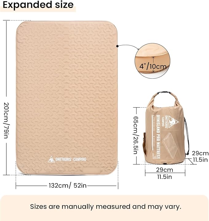 ONETIGRIS CAMPING DYNISLAND PRO Sleeping PadSelf Inflating Camping Mattress for 2 PersonBuilt-in Foot PumpUltralight Sleeping Mat Compact for Camping Backpacking Hiking Traveling Tent（Coyote Brown）