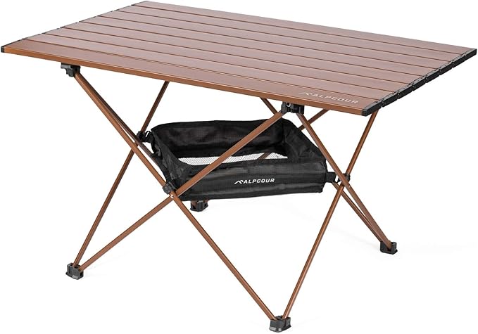 Alpcour Portable Camping Table – Lightweight Compact Folding Side Table in a Bag with Aluminum Top &amp Heavy Duty Hinge for Easy Travel &amp Storage – Great for Outdoor BBQ Backpacking Tailgate