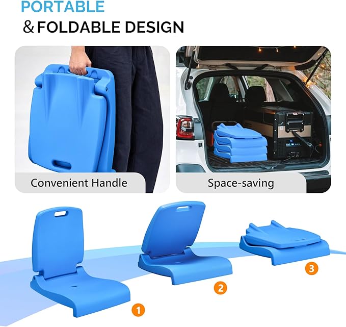 VINGLI Portable Pool Chair for Poolside Lakeeze Swim Stool Folding Flip Seat Chair for in PoolBeach Chair with Ergonomic Back Support for Pool Edges Stadium BeachCamping Tailgates Boats Docks