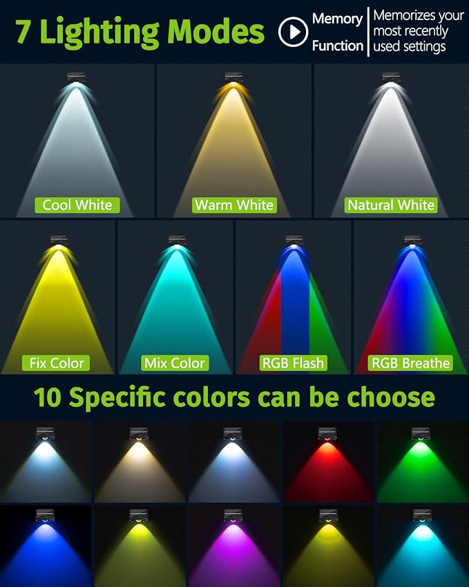 Solar Fence Lights Outdoor Waterproof High Brightness LED Spot Lens Deck Lights 7 Mode Warm &amp Cool White RGB Solar Powered Wall Lighting Decor for Outside Patio Step Backyard Railing Pool - 8 Pack
