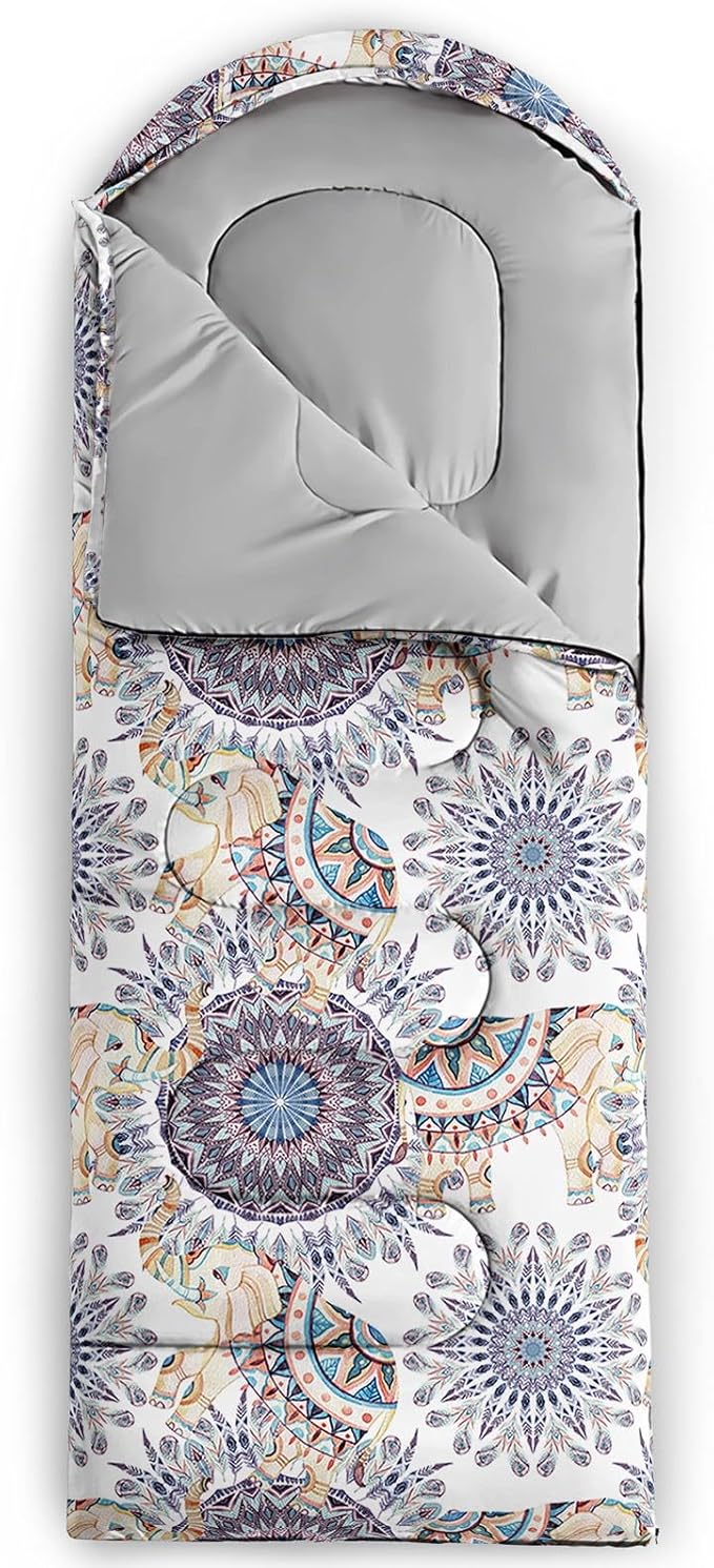 Kids Sleeping Bag for Boys GirlsBohemian Cowboy Print-Lightweight Warm Portable Outdoor Indoor-Waterproof Cold Weather Resistant Sleeping Bag for Camping Hiking