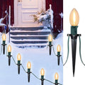 SUNSGNE C9 LED Christmas Pathway Lights Outdoor 38 Feet Sidewalk String Lights with Marker Stakes 25 LED Clear Connectable Christmas Walkway Markers Lights for Outside Porch Garden Yard Lawn Decor