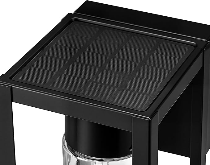 GLOBE Electric 60000167 1W LED Integrated Solar Powered Outdoor Wall Sconce Matte Black Integrated Solar Panel Clear Glass Shade 100 Lumens 3000 Kelvin 90 CRI