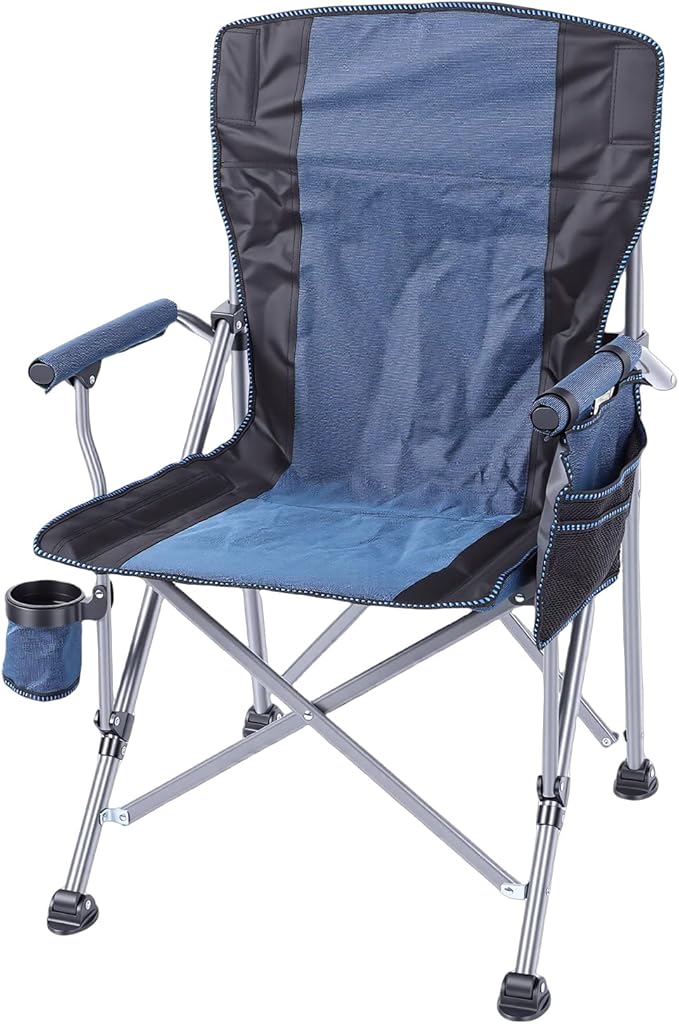 Camping Chair Heavy Duty 440lbs Capacity Portable Folding Chair with Side Pockets and Anti Slip Footpads for Outdoor Camping Fishing Picnic Travel Backpacking