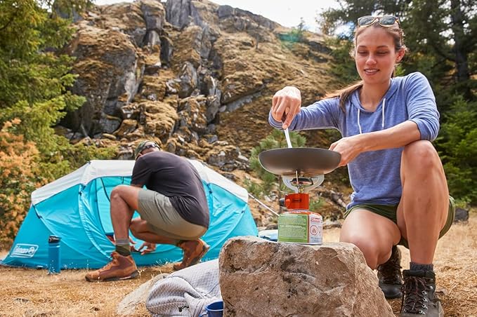 Coleman Classic 1-Burner Backpacking Stove Portable Lightweight Camp Stove with Adjustable Burner &amp Pressure Control 10000 BTUs of Power for Camping Backpacking Tailgating &amp More