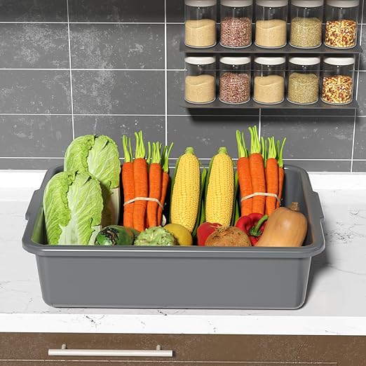 Readsky 12 Packs 13 L Plastic Commercial Bus Tub Plastic Restaurant Dish Washing Box Gray