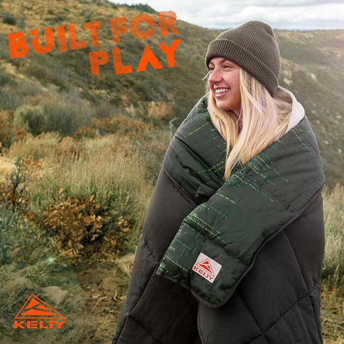 Kelty | Bestie Blanket Winter Moss Treeline - Lightweight Cozy Large 1P Blanket - Twin