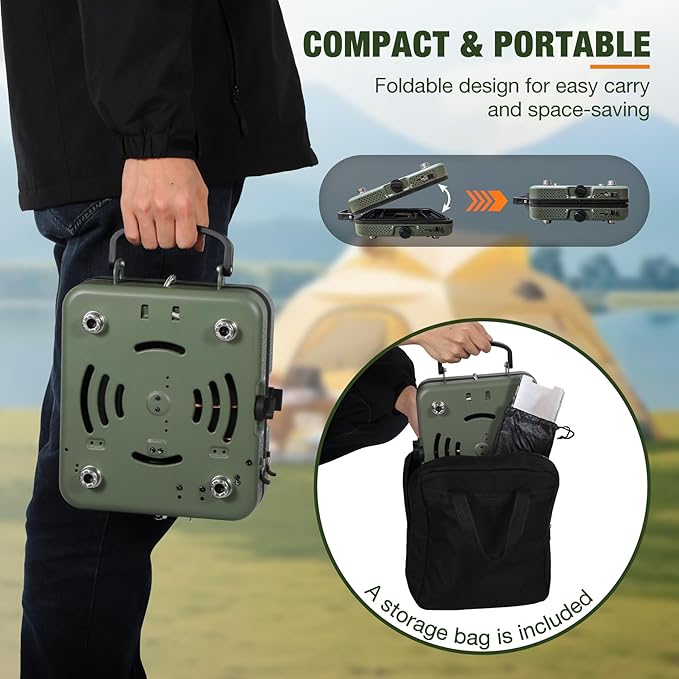 2 Burner Camping Stove with Windscreen Portable Folding Gas Stove with 17200 BTU Adjustable Burners12 Plates Foldable Aluminum Camping Stove Windshield Suitable for Propane &amp Butane