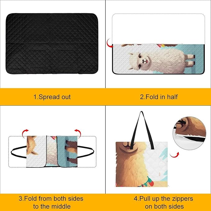 Zipper Llama Alpaca Style Picnic Mat Suitable for Travel Camping Park Or Home Use