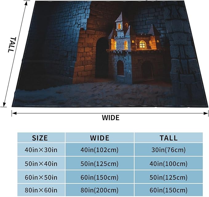 a Small Castle 80x60 Printed Soft Fleece Blanket for Sofa Bed and Camping - Cozy Blanket for Travel Picnics Nighttime Use